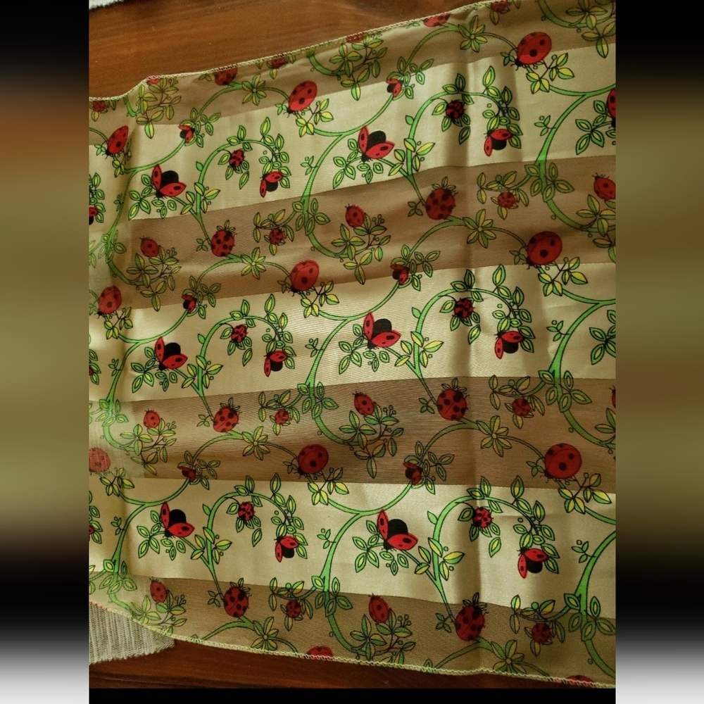 Ladybug on greenery Satin and Sheer Shadow Striped 60 inch Scarf - Picture 6 of 8